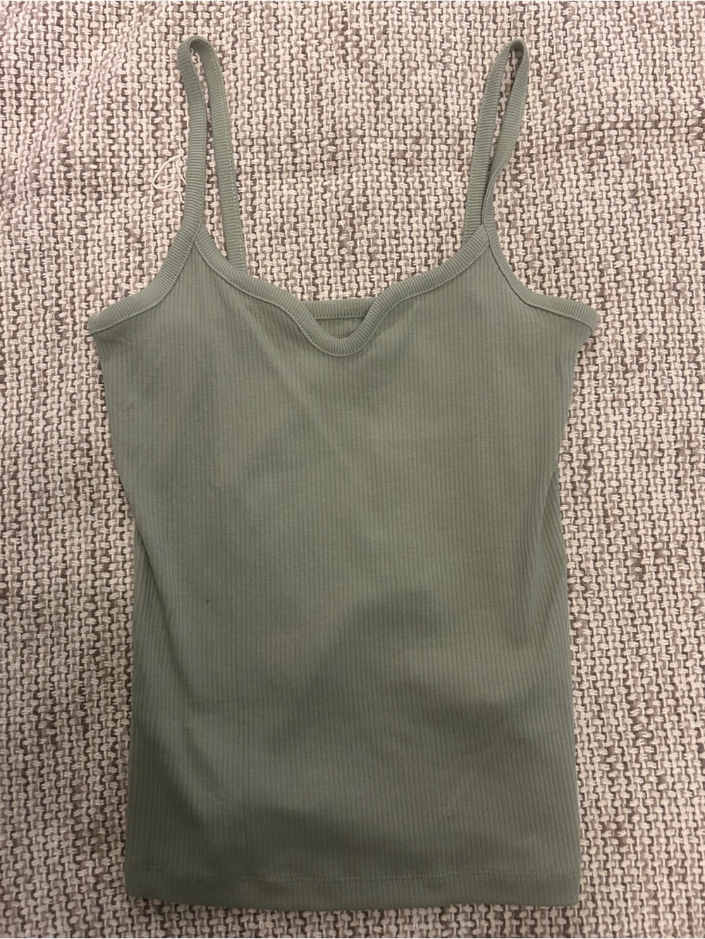 Women’s Green Ribbed Cami Tank Top
